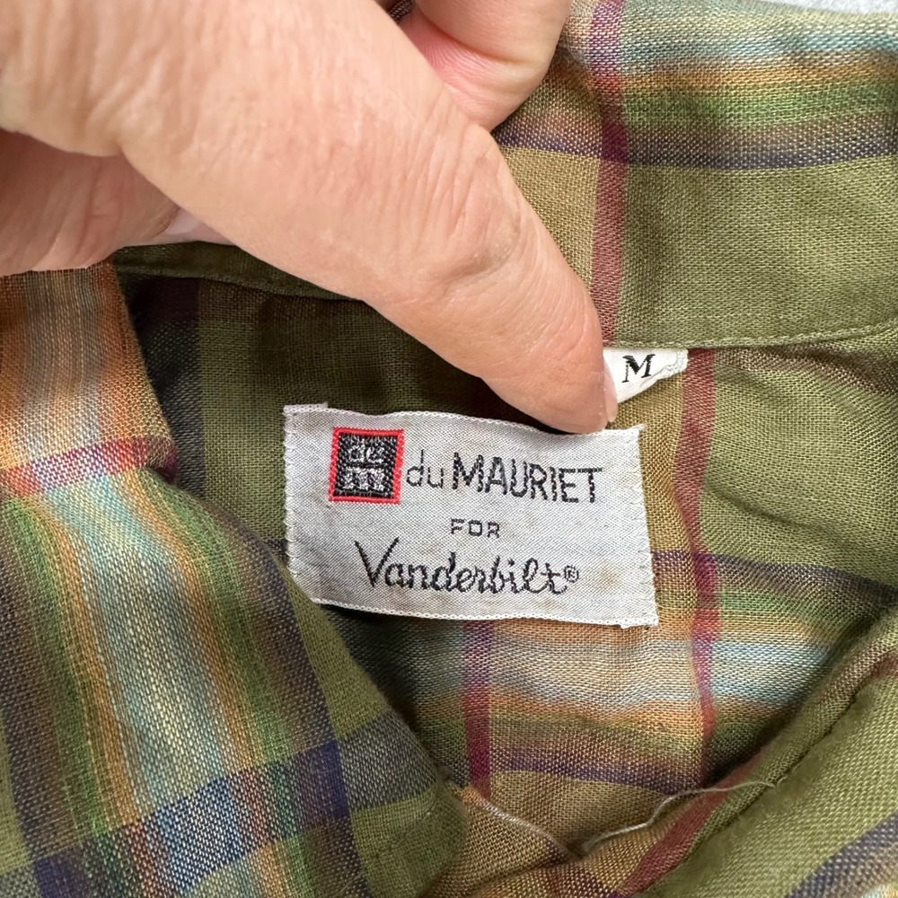 Vintage Du Mauriet Plaid Shirt Olive Quiet Luxury Old Money Mens M - Picture 6 of 6